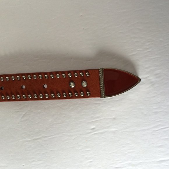 Harley-Davidson Womens Belt 1W Genuine Leather Brown Tan Rhinestones Studded HD - Picture 5 of 8